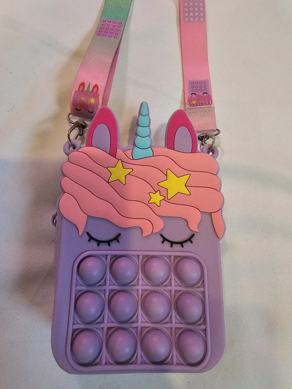 Unicorn Pop-It Crossbody Bag in Purple and Pink